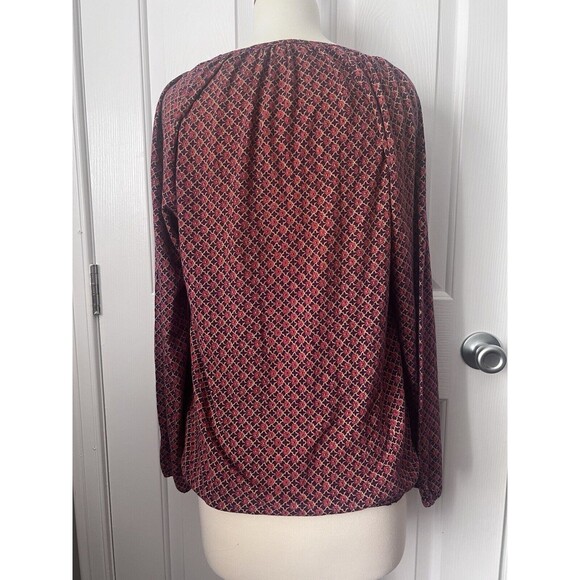 Lucky Brand Blouse Womens Medium Purple Paisley Loose Long Sleeve Boho Flowy - Picture 2 of 11